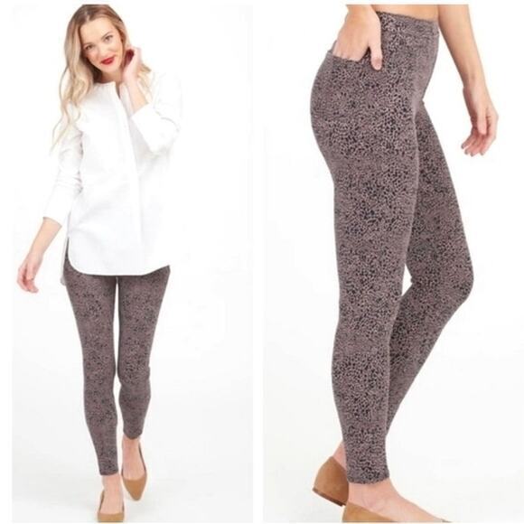 Spanx Jean-ish‎ Ankle Jeans Leggings in Desert Dot Animal Print Size Large - Picture 1 of 10
